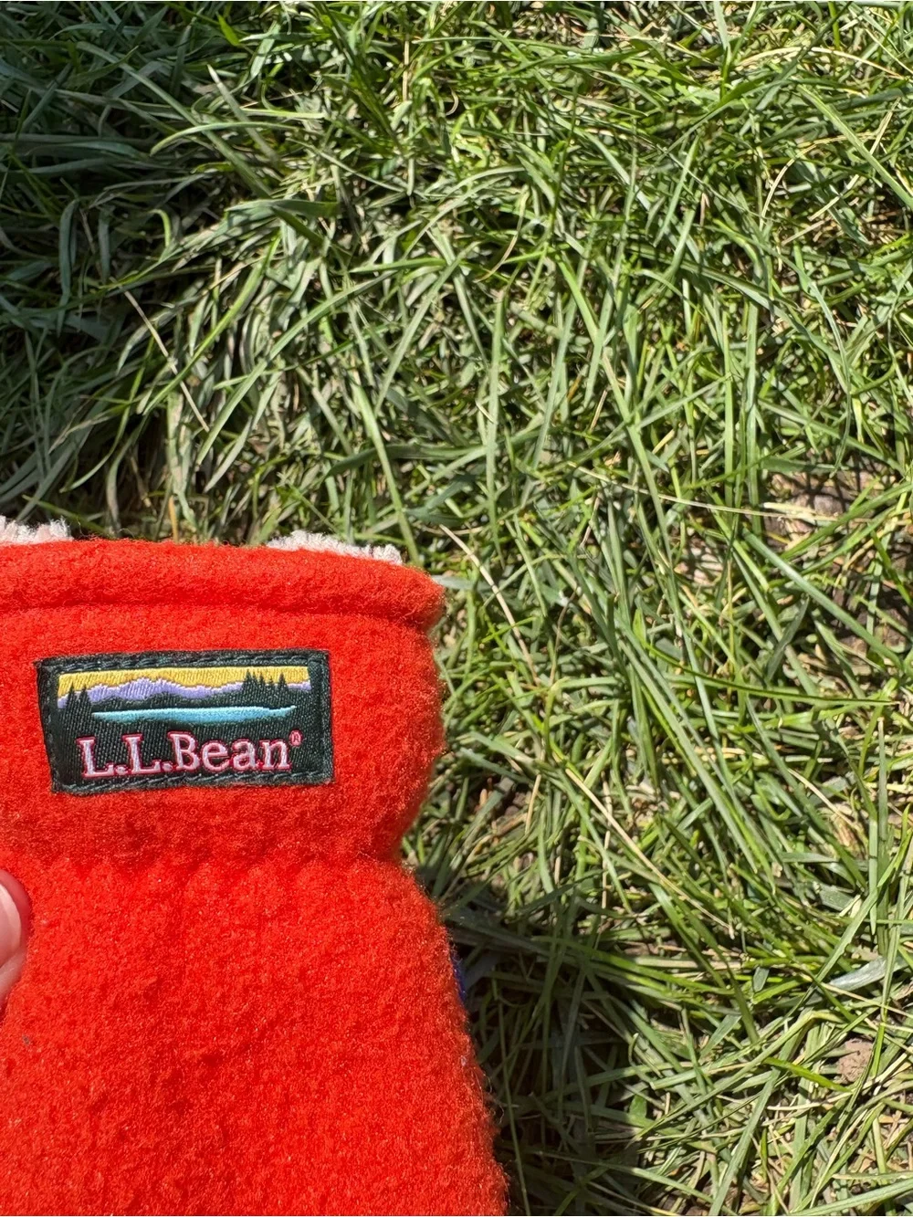 L.L. Bean Bright Red Mittens with Blue Palms - Kids